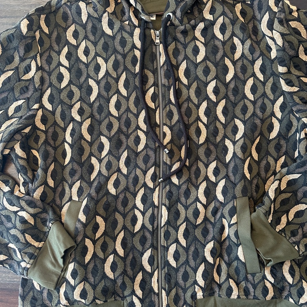 MR TURK by Trina Turk Patterned Hoodie with Olive Accents - Picture 2 of 4